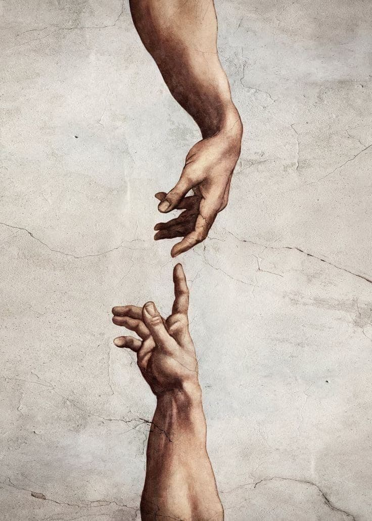 Two hands reaching toward each other